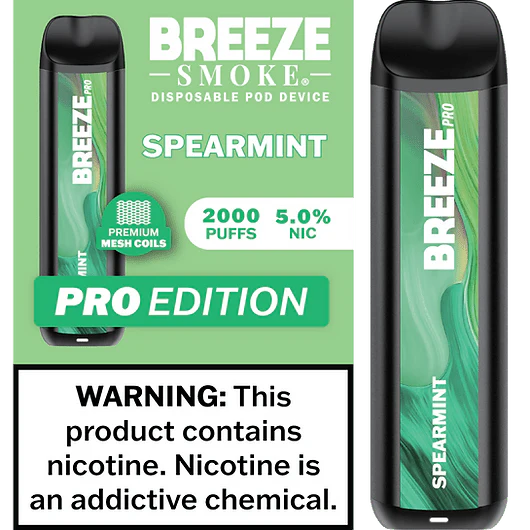 Breeze Smoke Pro Edition 6ML 2000 Puffs 1000mAh Prefilled Synthetic Nicotine Salt Pod Device With Mesh Coil Technology