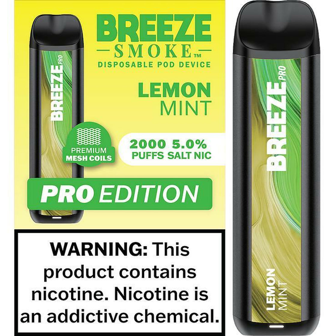 Breeze Smoke Pro Edition 6ML 2000 Puffs 1000mAh Prefilled Synthetic Nicotine Salt Pod Device With Mesh Coil Technology