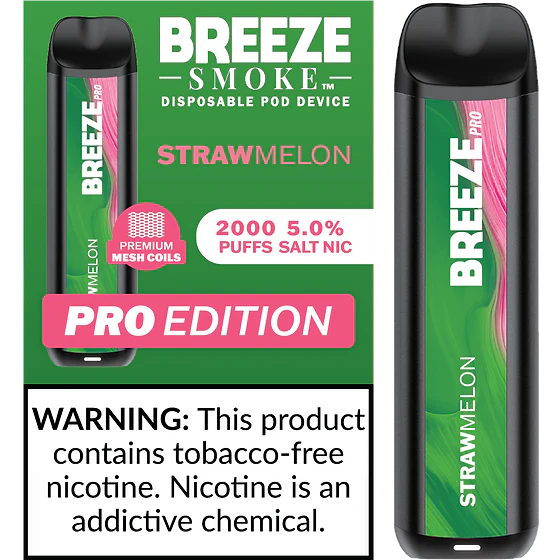 Breeze Smoke Pro Edition 6ML 2000 Puffs 1000mAh Prefilled Synthetic Nicotine Salt Pod Device With Mesh Coil Technology