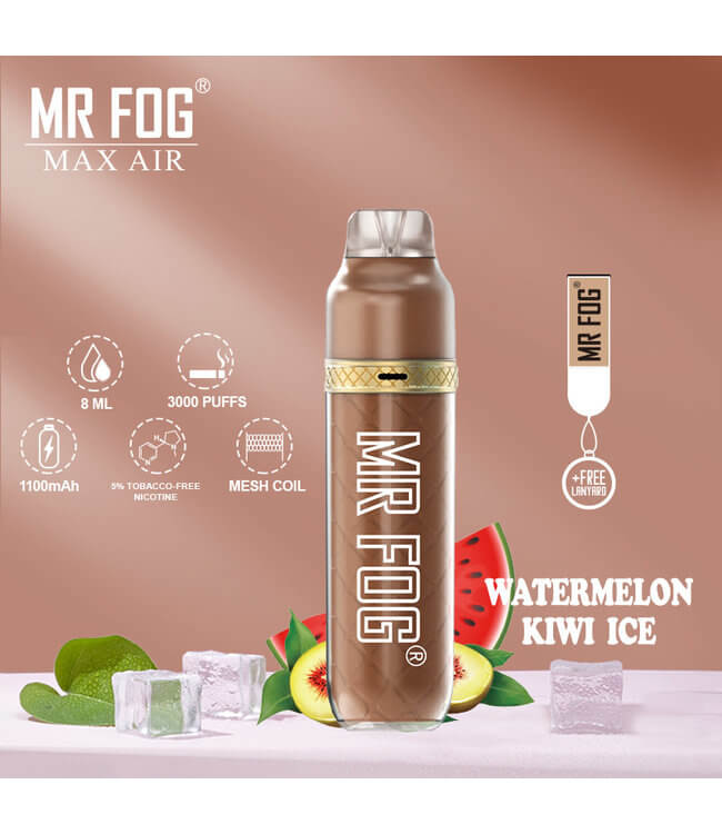 Mr Fog MAX AIR 8ML 3000 Puffs 1100mAh Prefilled Disposable Synthetic Nicotine Disposable With Mesh Coil Technology