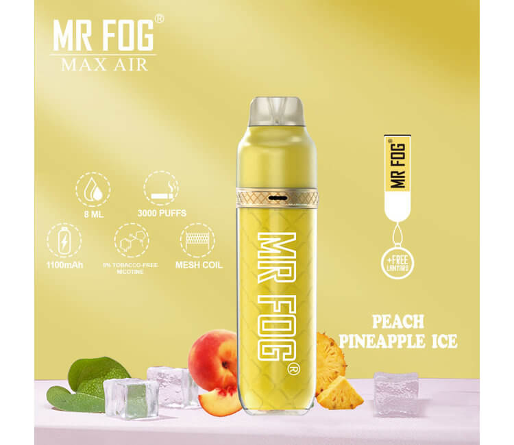Mr Fog MAX AIR 8ML 3000 Puffs 1100mAh Prefilled Disposable Synthetic Nicotine Disposable With Mesh Coil Technology