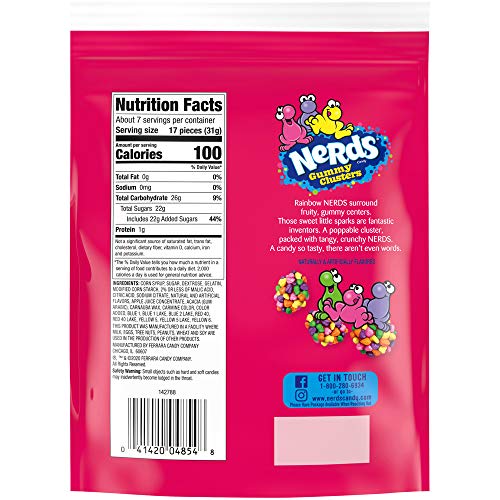 Nerds Gummy Clusters Candy, Rainbow, Resealable 8 Ounce Bag