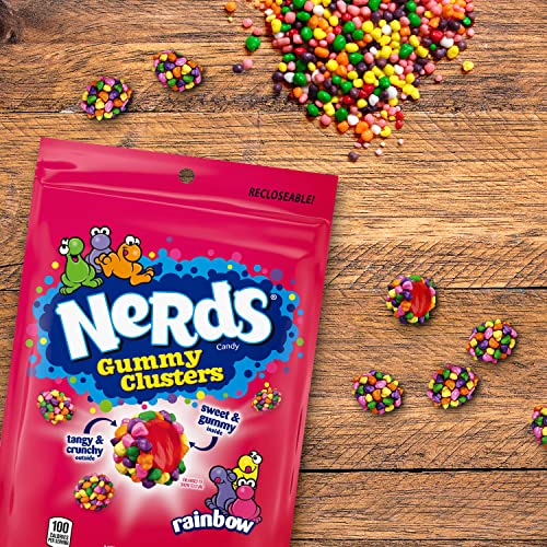 Nerds Gummy Clusters Candy, Rainbow, Resealable 8 Ounce Bag